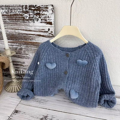 Girls' Sweater Set 2025 Autumn/Winter New Korean Edition Love Western Style Knitted Cardigan Princess Two Piece Set Trendy