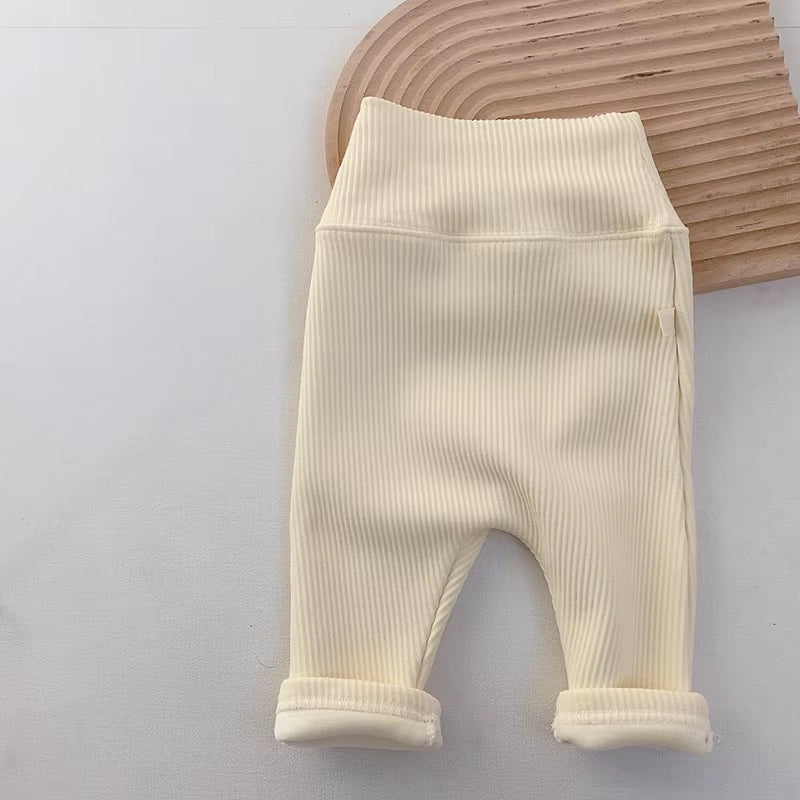 Baby Leggings Toddler High Waist Fleece Thermal Trousers Infant Solid Color Pants