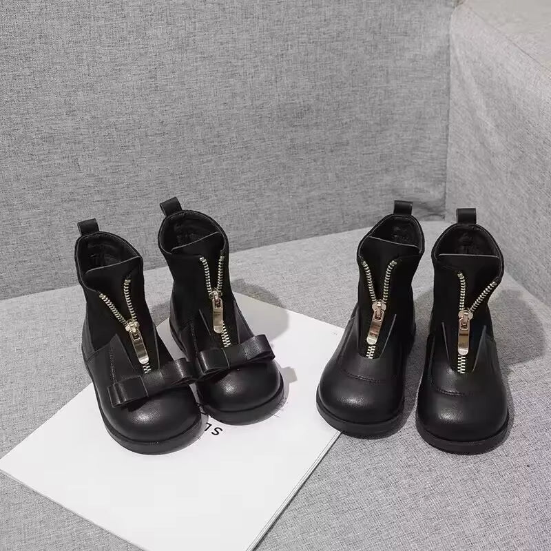 Girl Plush Ankle Boot Bow Princess Shoe Soft Soled Cotton Boot New Fashionable Mary Jane Shoe Girls' Mid Length Boots Child Shoe