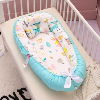 Travel Bed Infant Toddler Cotton Cradle for Newborn Baby Bed Bassinet Bumper New 85*50Cm Baby Nest Bed with Pillow Portable Crib