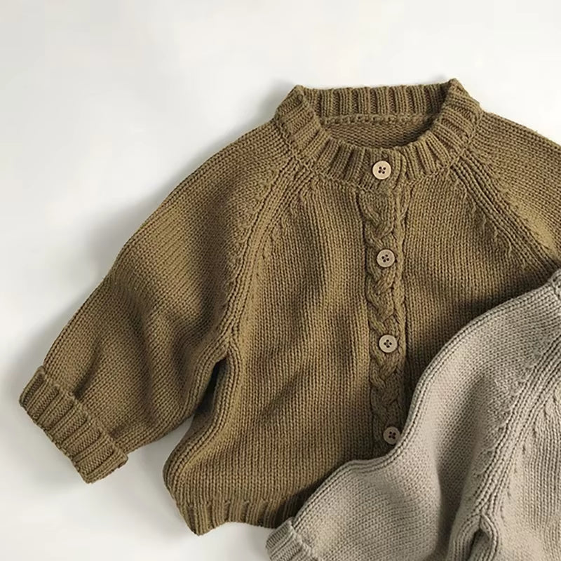 Korean Style Children'S Sweater 1-6Y Boys Loose Cardigans Coat Girls Knitted Retro Casual Outwear Top