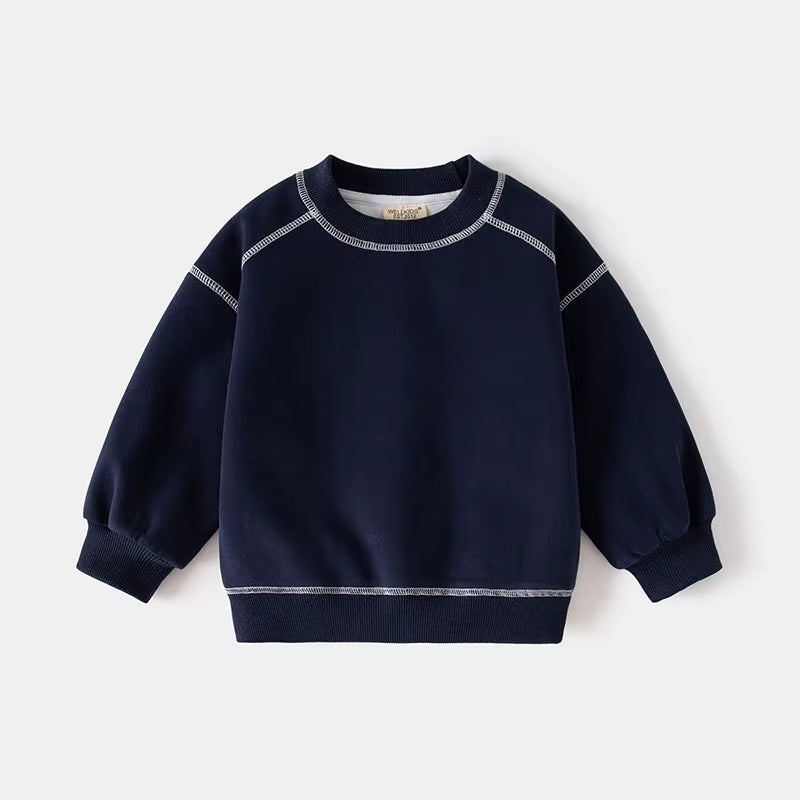 New Spring Kids Hoodie 2-6T Girls Cute Contrast Color Pullover Thin Style Children Loose Boys Sweatshirt