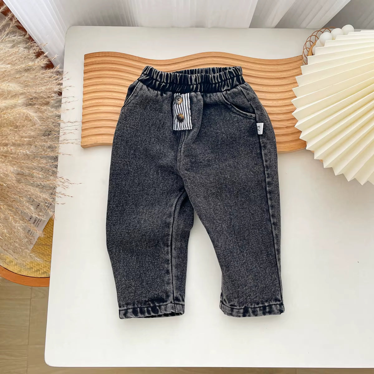 1-3 Years Baby Pants Brief Solid Boys Denim Pants Casual Girls Stright Trousers