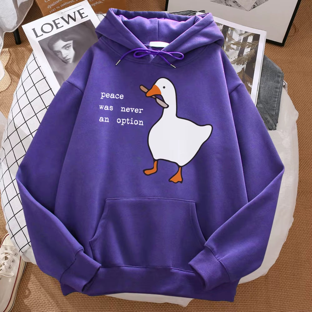 Peace Was Never an Option Printed Sweatshirt Men Street Oversize Autumn Hooded Hipster Soft Hoodies Hip Hop Warm Sportswears