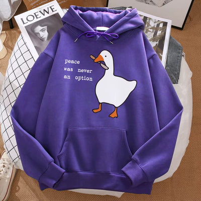 Peace Was Never an Option Printed Sweatshirt Men Street Oversize Autumn Hooded Hipster Soft Hoodies Hip Hop Warm Sportswears