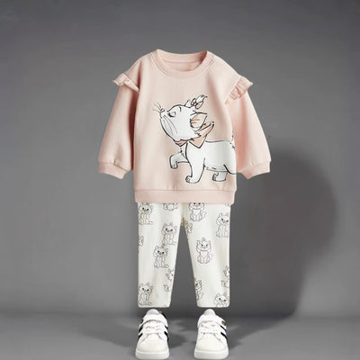 Autumn New Children Clothes Long Sleeve Suit Printed Cartoon Minnie Baby Girls Casual Tracksuits Kids Hoodie + Leggings 2Pc/Set