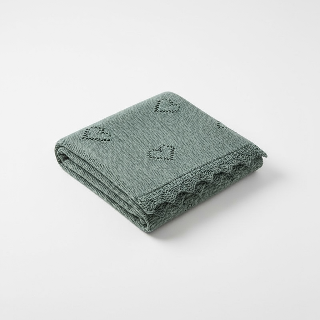 SnuggleNest Ultra-Soft Cotton Knit Baby Blanket 90x70