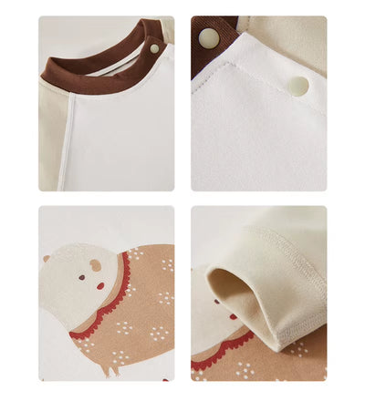 2024 Autumn Baby Clothes Newborn Boys Rompers 0-2Y Infant Girls Cartoon Printed Cotton Jumpsuit Toddler Outwear