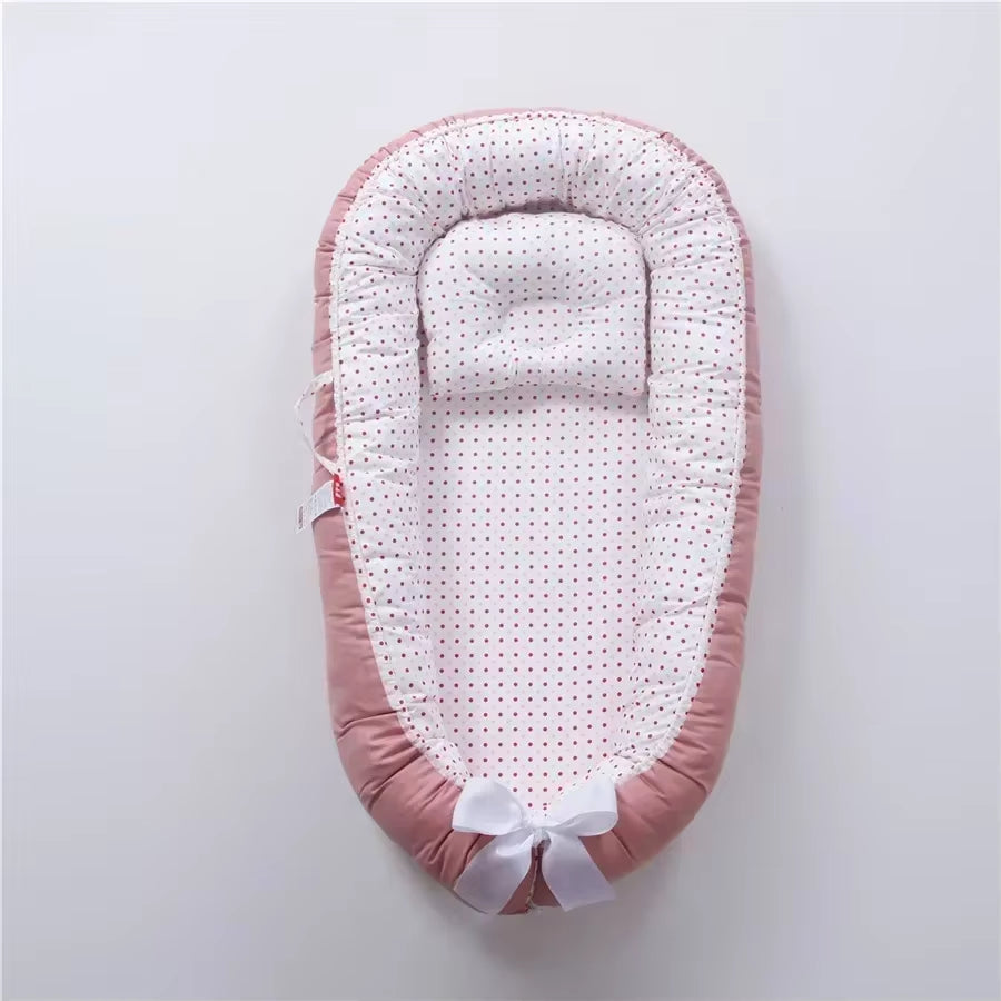 Travel Bed Infant Toddler Cotton Cradle for Newborn Baby Bed Bassinet Bumper New 85*50Cm Baby Nest Bed with Pillow Portable Crib