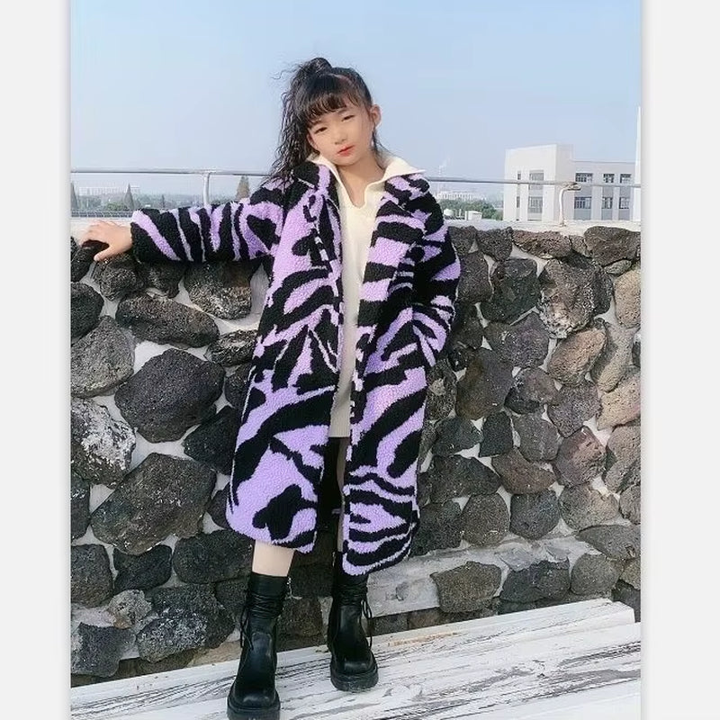 Children Autumn Winter Fur Coat Children Thick Coat 2025 Girls Stylish Fur Coat Long Trend Children Clothing