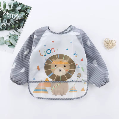 Waterproof Full Sleeve Baby Bibs Children Apron Long Sleeve Feeding Smock Kids Eating Breastplate Infant Scarf Clothing