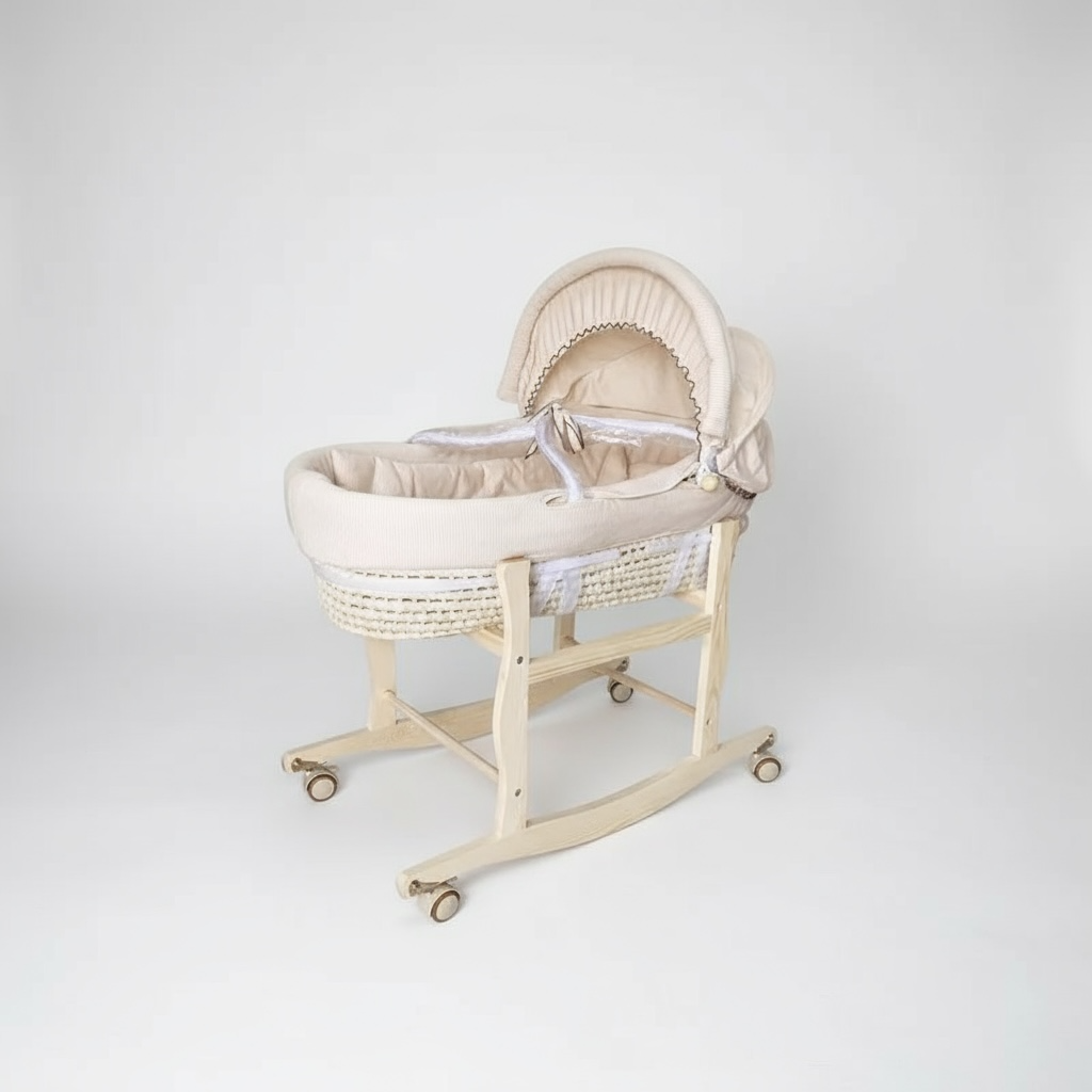 CradleWheels: Portable Solid Wood Baby Stroller Bed