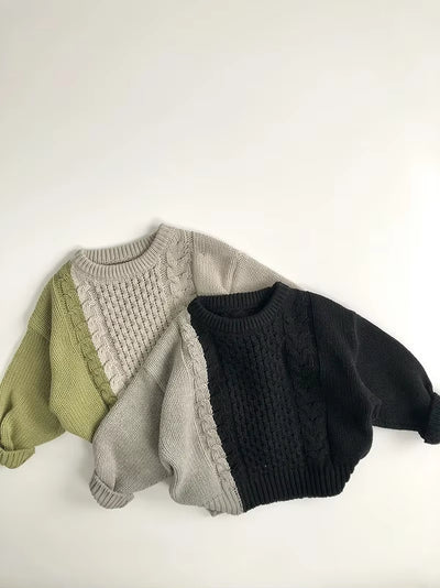 New Autumn Kid'S Sweater 1-6Y Boys Trendy Patchwork Sweater Girls Knitted Pullover Children'S Loose Knitwear