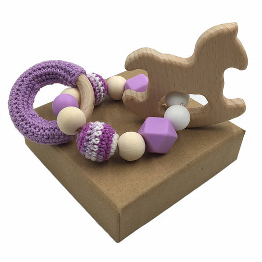 Silicone crochet log wood ring molar bracelet