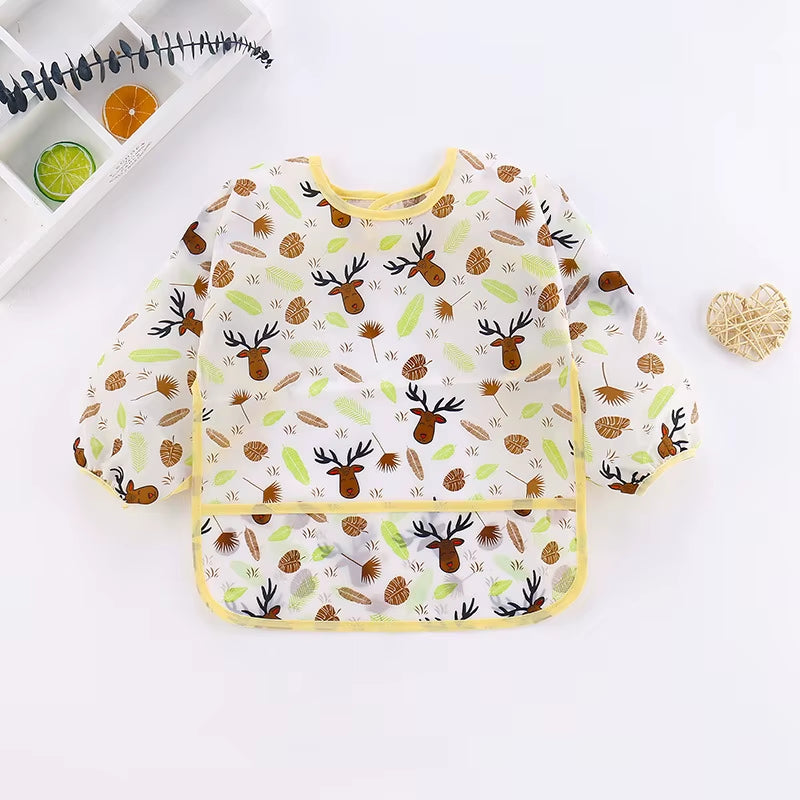 Waterproof Full Sleeve Baby Bibs Children Apron Long Sleeve Feeding Smock Kids Eating Breastplate Infant Scarf Clothing