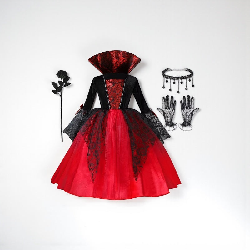 Scarlet Vampire Bride Costume – Kids’ Gothic Dress