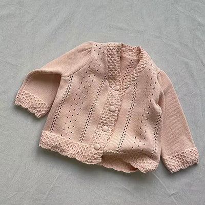 2025 New Autumn 0-3Yrs Toddler Baby Girl Knitting Cardigan Coat Long Sleeved Solid Color Newborn Baby Girls Sweater Coat