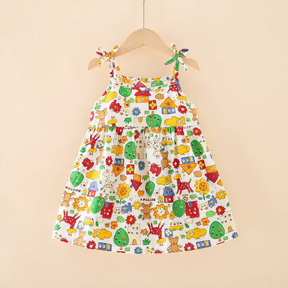 Girls' Princess Suspender Dress Children's Clothing Floral Skirt
