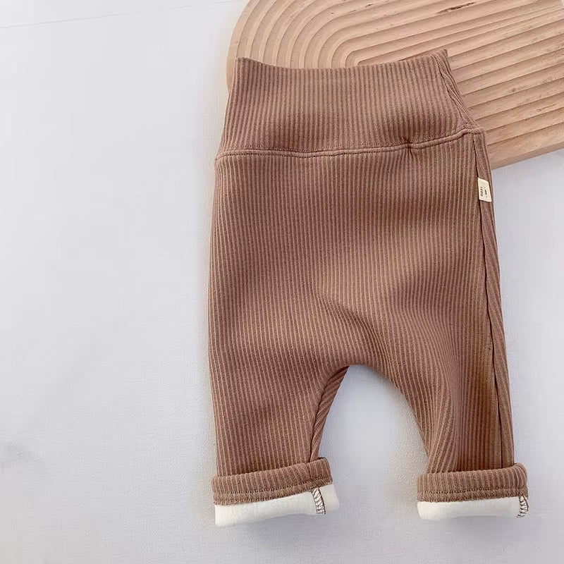 Baby Leggings Toddler High Waist Fleece Thermal Trousers Infant Solid Color Pants