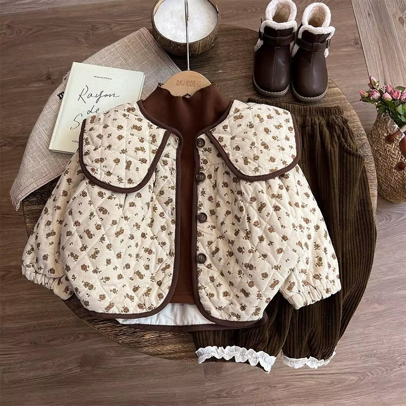 Girls' Cotton Coat Forest Style Children'S Winter Clothes, New Styles of Girls' Baby Cotton Jacket, Autumn and Winter