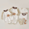 2024 Autumn Baby Clothes Newborn Boys Rompers 0-2Y Infant Girls Cartoon Printed Cotton Jumpsuit Toddler Outwear