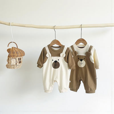 Cozy Cub Autumn Romper: Dual Color for 0-2Y