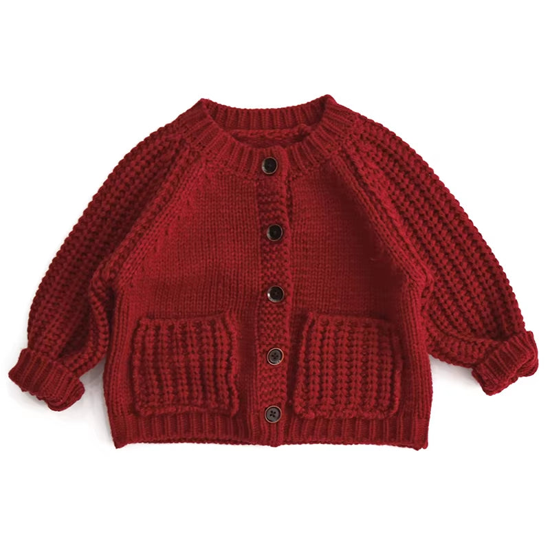 Christmas Girls Cardigan Autumn Winter Contrasting Jacket Kids Knitted Children Sweater Thickened Tops Baby Outerwear Clothes