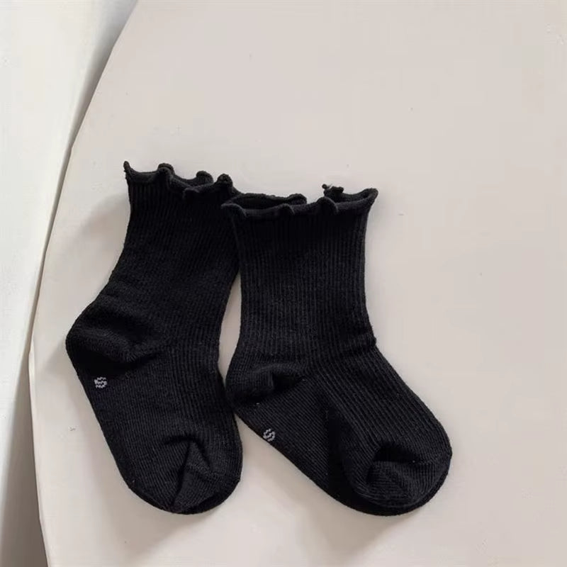 5 Pairs/Lot  New Spring Baby Socks Kids Cute Solid Color in Tube Socks Children Girls Socks