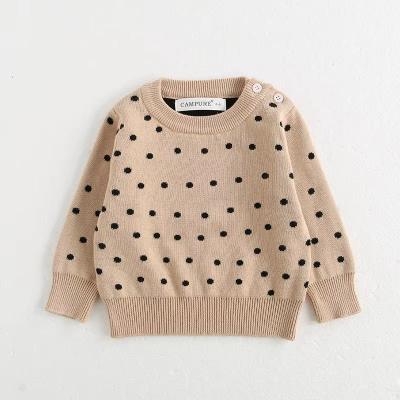 Classic Spring Baby Sweatshirt with Shoulder Buckle 0-3Y Toddler Stripe Knitted Pullover Girls and Boys Loose Base Tops Sweater