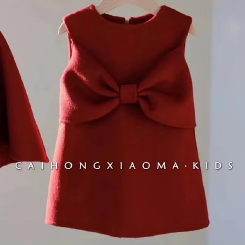 Childrens Clothing Set 2024 New Girls Autumn and Winter Dress Spring Autumn Childrens Baby Skirt Thick Vest Skirt Trend