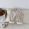 1-5Y Kids Trousers Warm Fur Lining Girls Pants Leopard Print Boys Trousers Fashion Full Length Pants