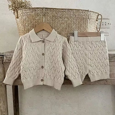 2024 New Autumn Newborn Baby Girls Clothing Set Long Sleeved Solid Color Knitted Pullover+Pants Toddler Baby Girl Clothes Suit