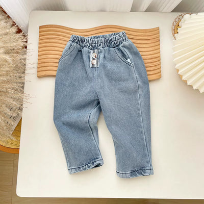 1-3 Years Baby Pants Brief Solid Boys Denim Pants Casual Girls Stright Trousers