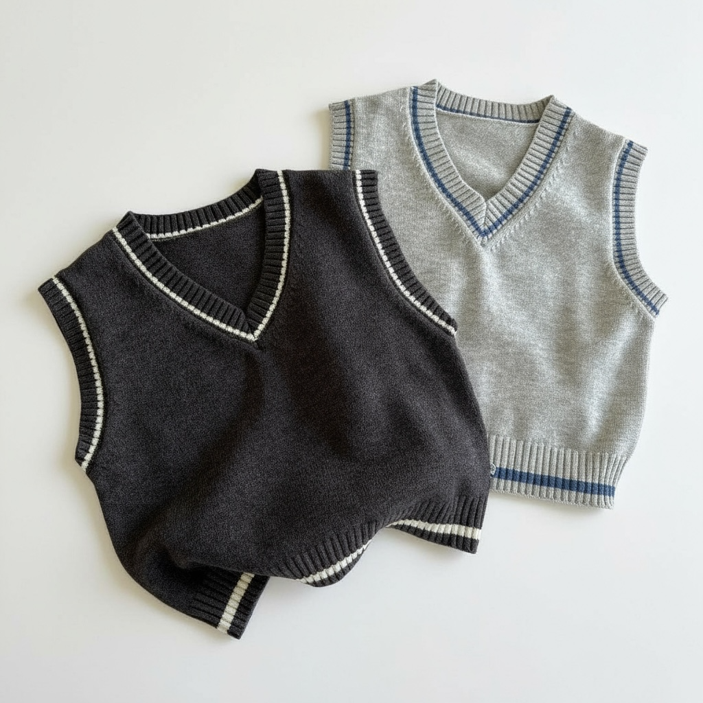 Boys' School Cotton Knit Vest – Spring/Autumn Style