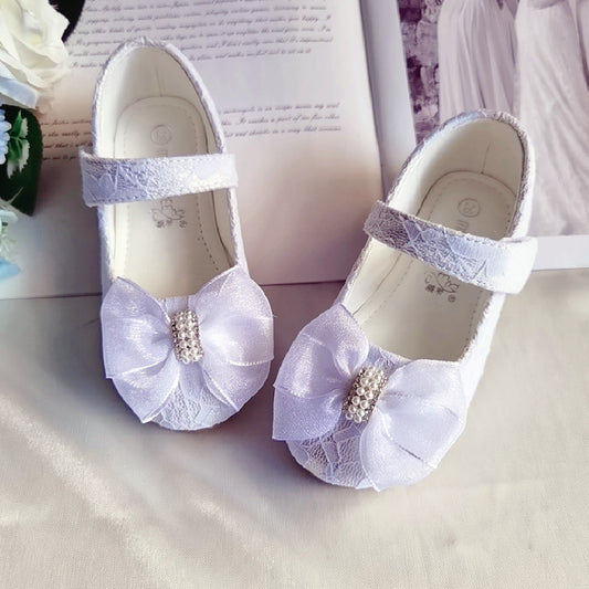 Princess Shoes Bow Lace Wedding Flower Girl