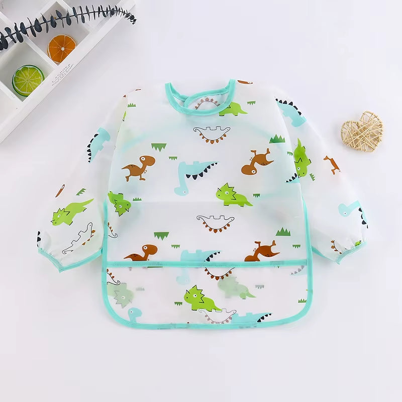 Waterproof Full Sleeve Baby Bibs Children Apron Long Sleeve Feeding Smock Kids Eating Breastplate Infant Scarf Clothing