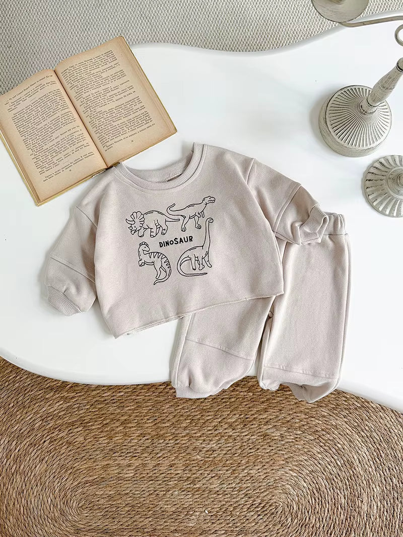 New Autumn Baby Clothes Set 1-18M Cartoon Dinosaur Toddler Girls Hoodie +Pants Cute Loose Korean Version Infant Outfit