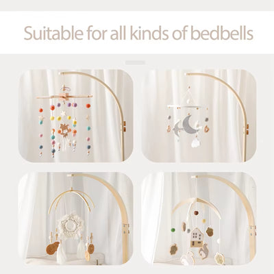 Baby Wooden Bed Bell Bend Bracket Mobile Hanging Rattles Toys Newborn Music Box Holder Bracket Infant Crib Toy Arm Bracket Gifts