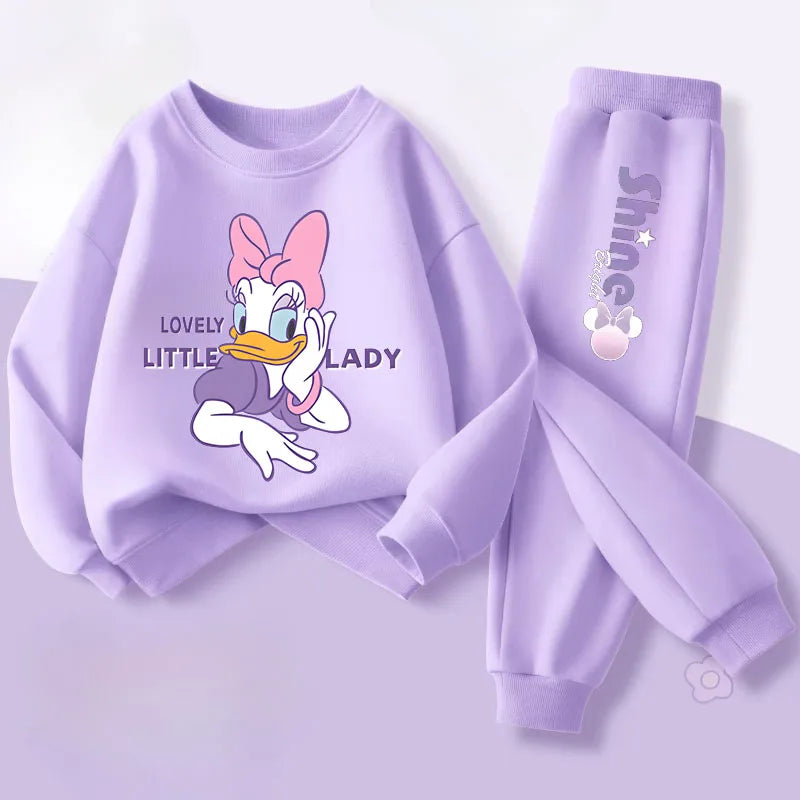 Purple Series  Print Spring New Style Children'S Clothing Sets Girls Casual Sweatsuit Kids Pullover Long Pant 2Cps Set