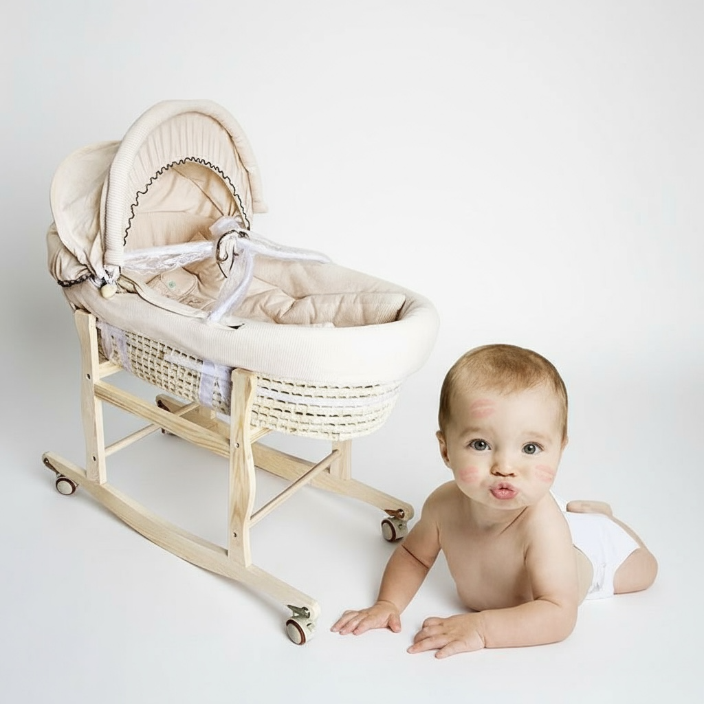 CradleWheels: Portable Solid Wood Baby Stroller Bed