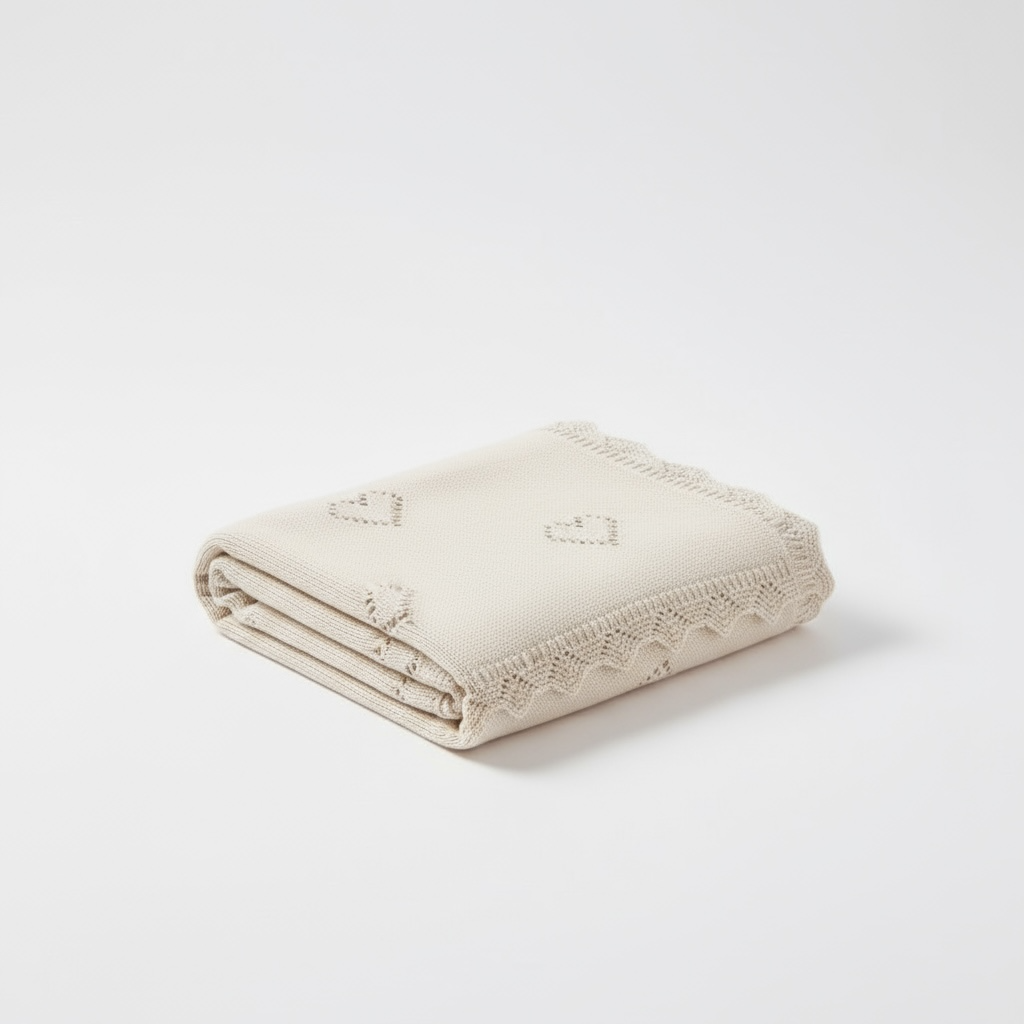 SnuggleNest Ultra-Soft Cotton Knit Baby Blanket 90x70