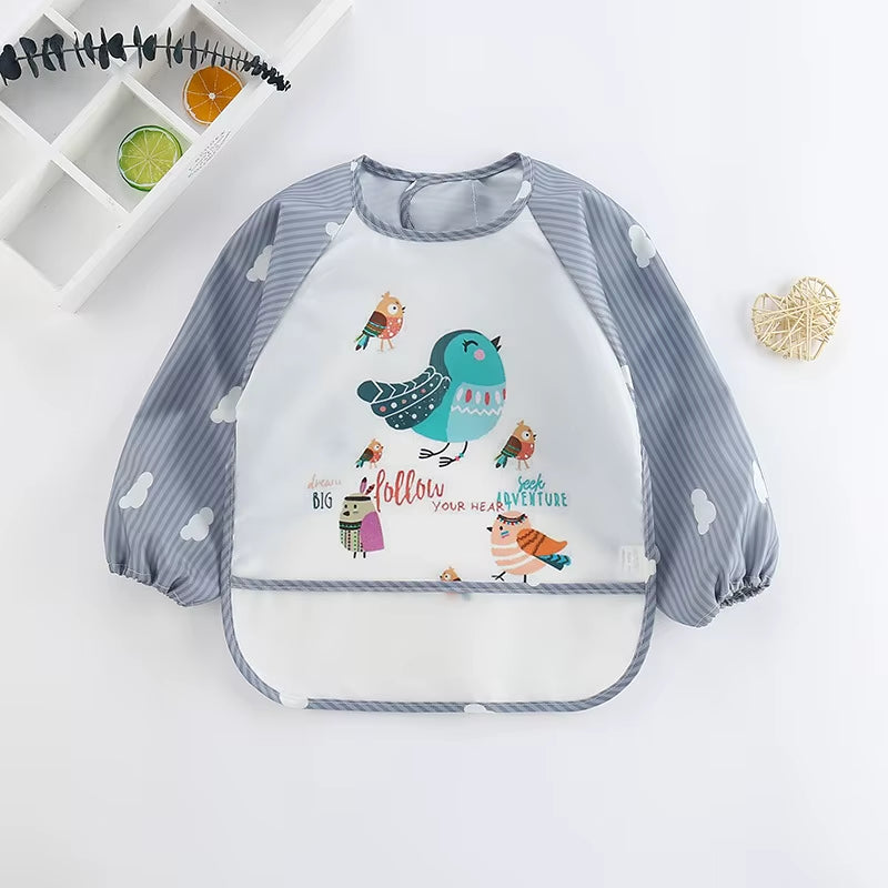 Waterproof Full Sleeve Baby Bibs Children Apron Long Sleeve Feeding Smock Kids Eating Breastplate Infant Scarf Clothing