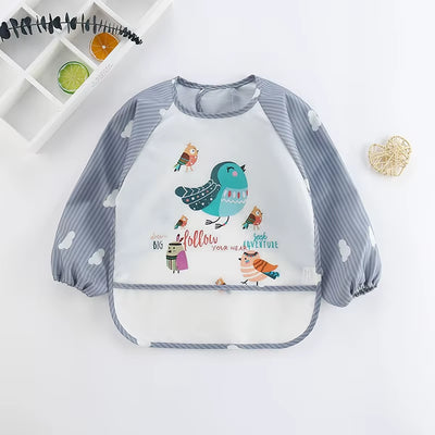 Waterproof Full Sleeve Baby Bibs Children Apron Long Sleeve Feeding Smock Kids Eating Breastplate Infant Scarf Clothing