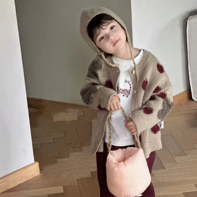 Christmas Girls Cardigan Autumn Winter Contrasting Jacket Kids Knitted Children Sweater Thickened Tops Baby Outerwear Clothes