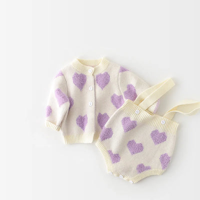 Baby Girl Clothes Baby Knit Clothing Set Heart Bodysuit Baby Sweaters 2 Pcs Baby Suit Soft Newborn Clothes
