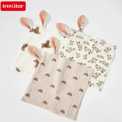 Baby Saliva Towels Cartoon Print Muslin Hand Face Wipes Newborn Bib Kids Handkerchief Toddler Soft Washcloth Burp Cloth