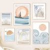 Boho Ocean Sun Rainbow Lotus Tree Abstract Landscape Posters and Prints Wall Art Canvas Painting Pictures for Living Room Decor