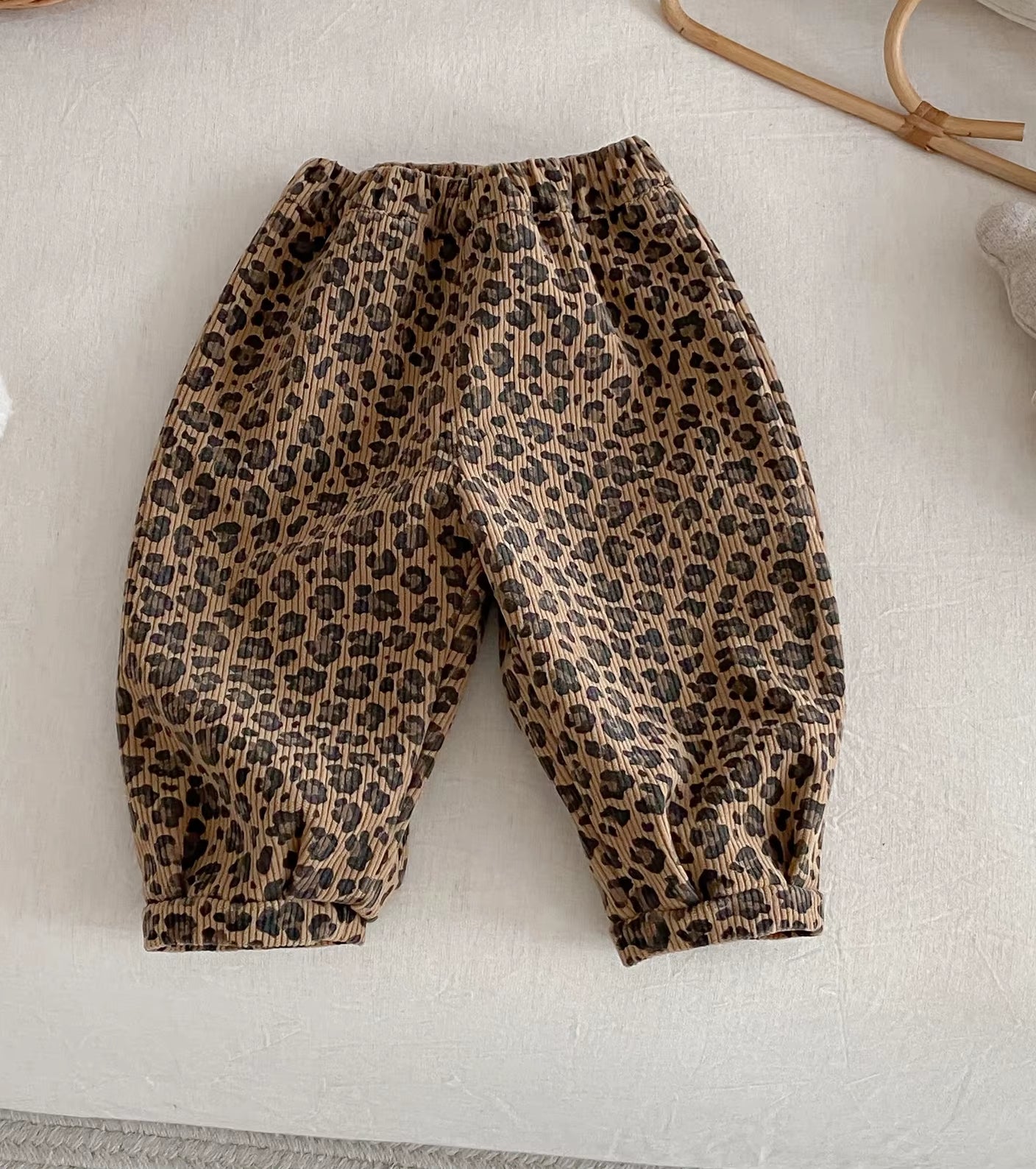 Winter Kids Pants Fur Lining Boys Trousers Leopard Print Gilrs Pants Thicken Fleece Kids Corduroy Pants
