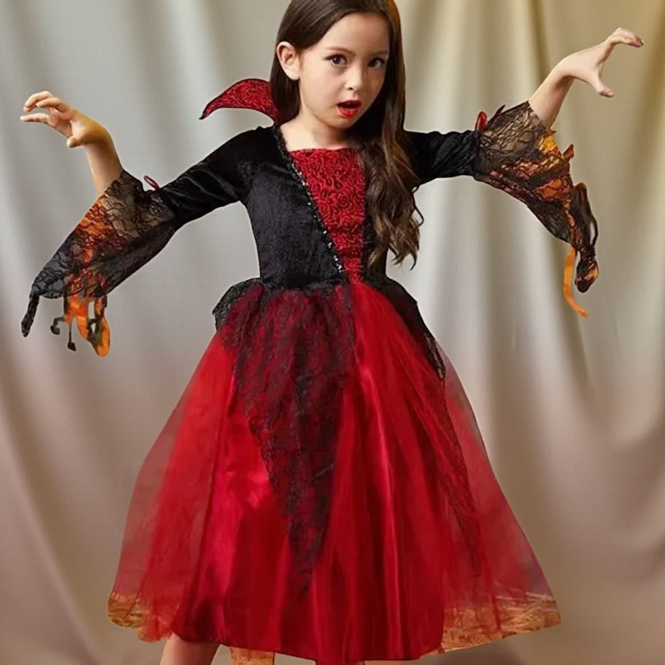 Scarlet Vampire Bride Costume – Kids’ Gothic Dress