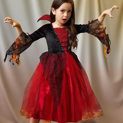 Scarlet Vampire Bride Costume – Kids’ Gothic Dress